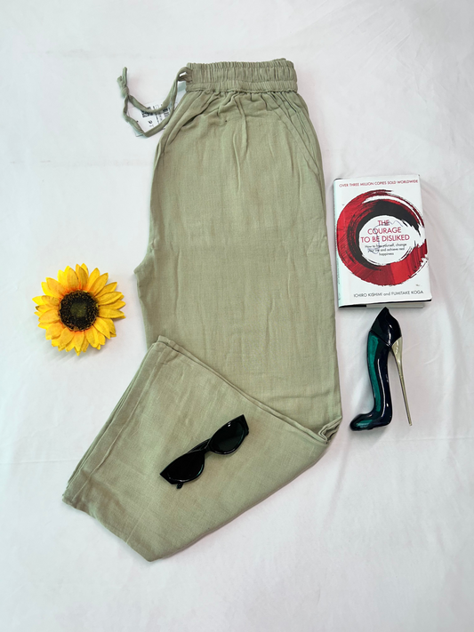 Linen pants -Olive green