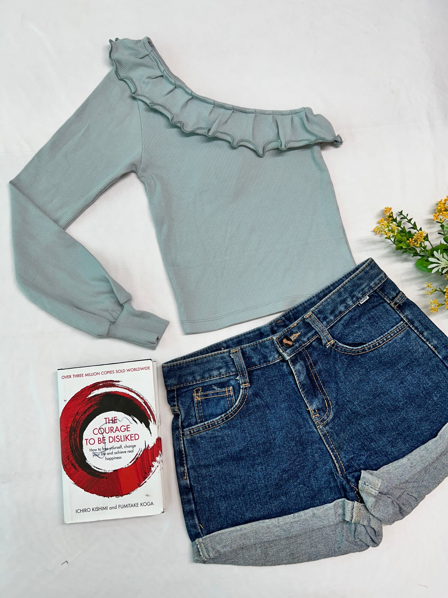 One shoulder- Pastel blue