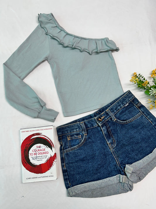 One shoulder- Pastel blue