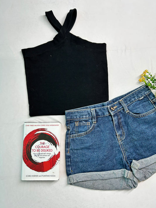 Criss cross tank top-black