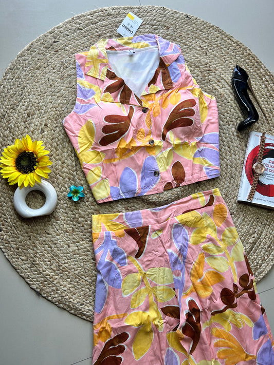 Pink cute printed co-ord set