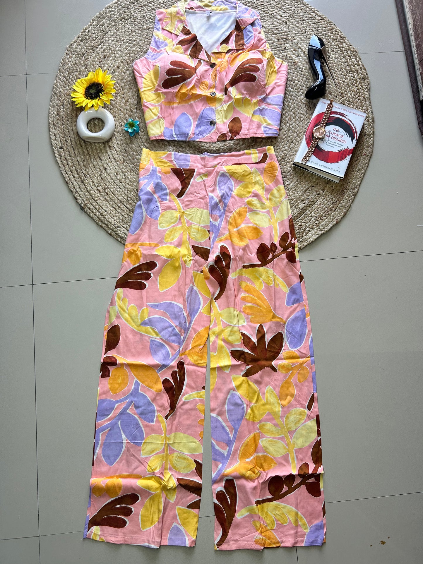 Pink cute printed co-ord set