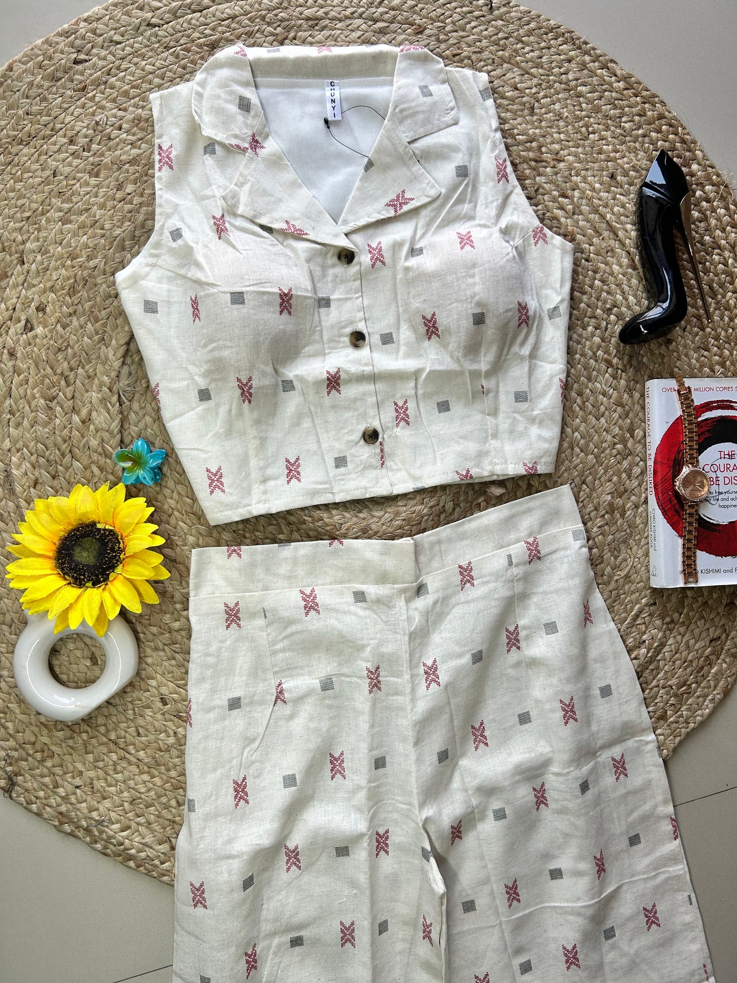 Off white ikkat printed co-ord set
