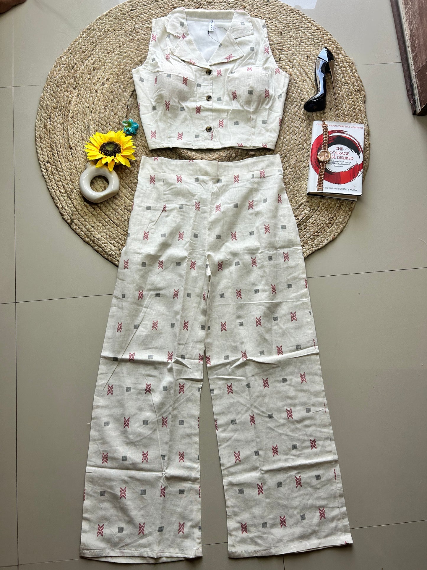 Off white ikkat printed co-ord set