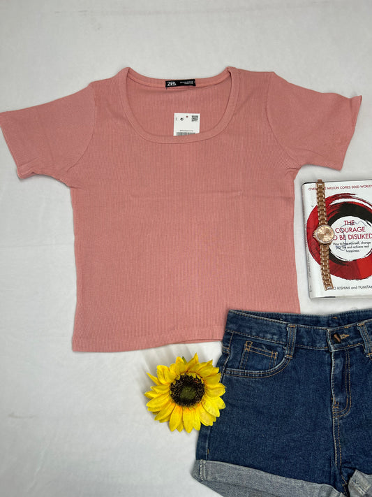 Round neck -Peach