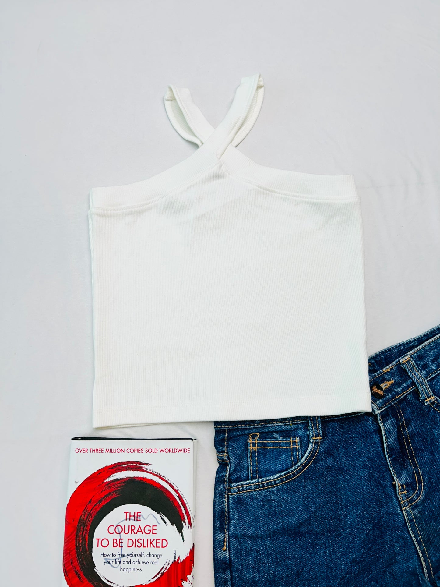 Criss cross tank top-white