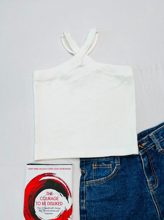 Criss cross tank top-white