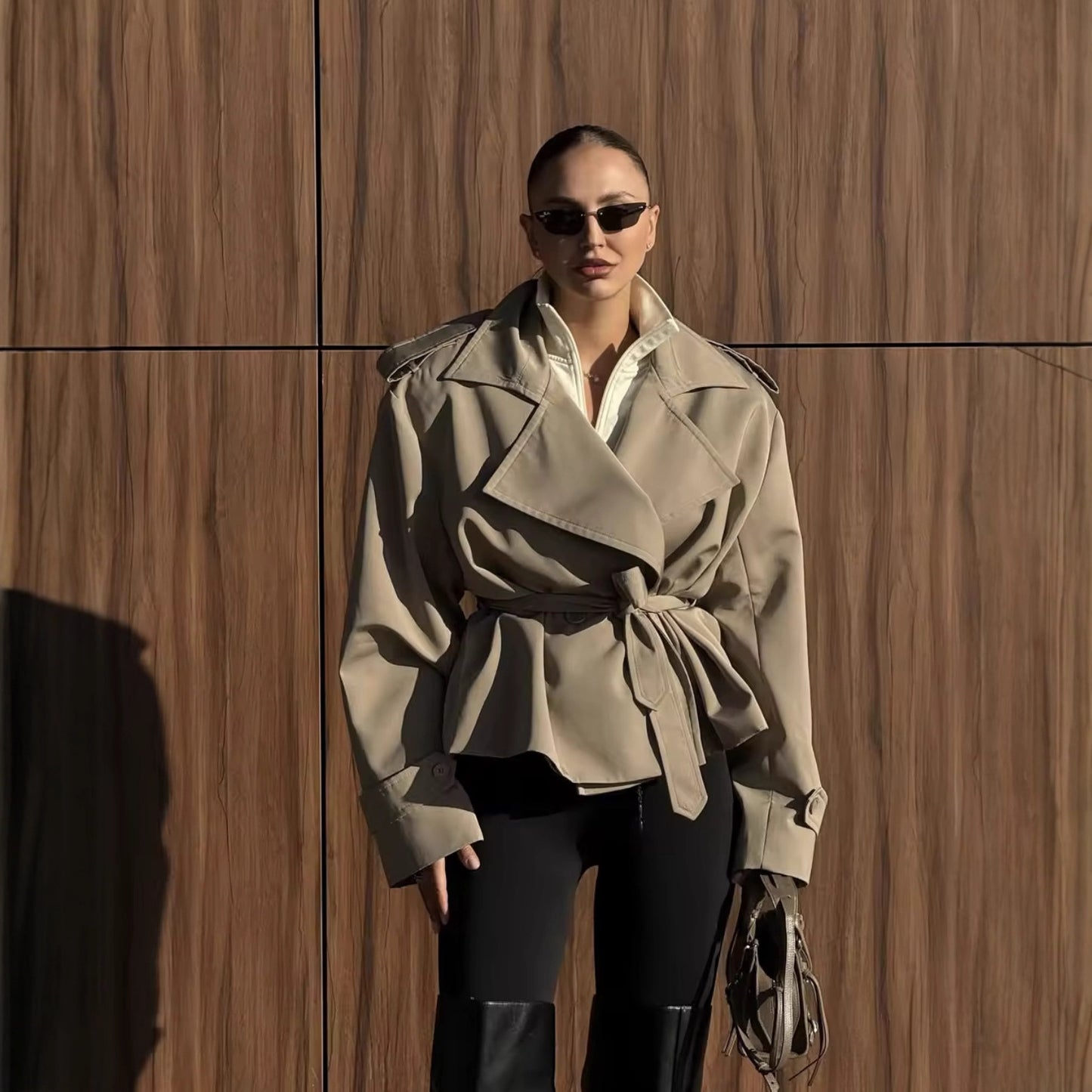 Casual Turn-down Collar Loose Trench Coat for Women
