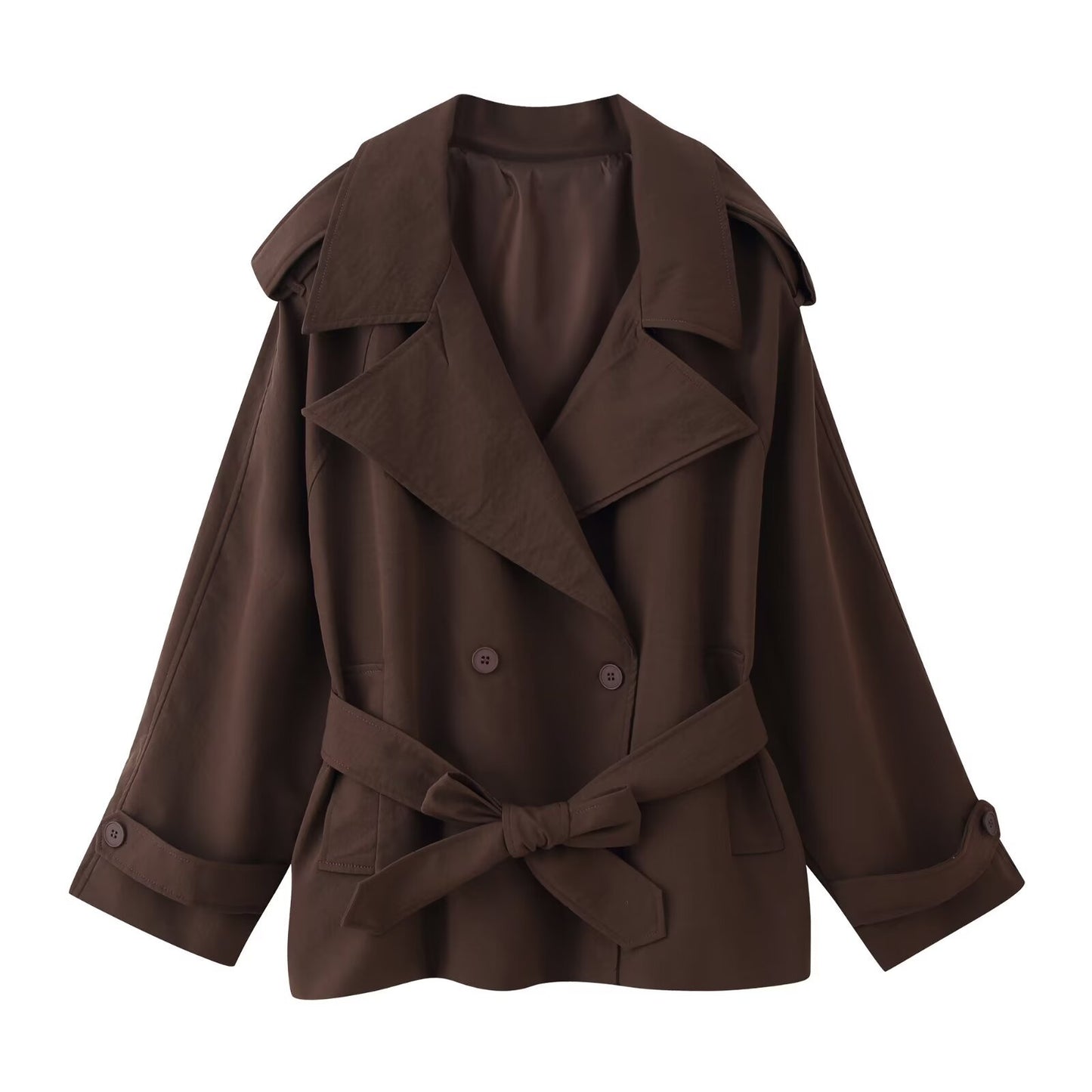 Casual Turn-down Collar Loose Trench Coat for Women
