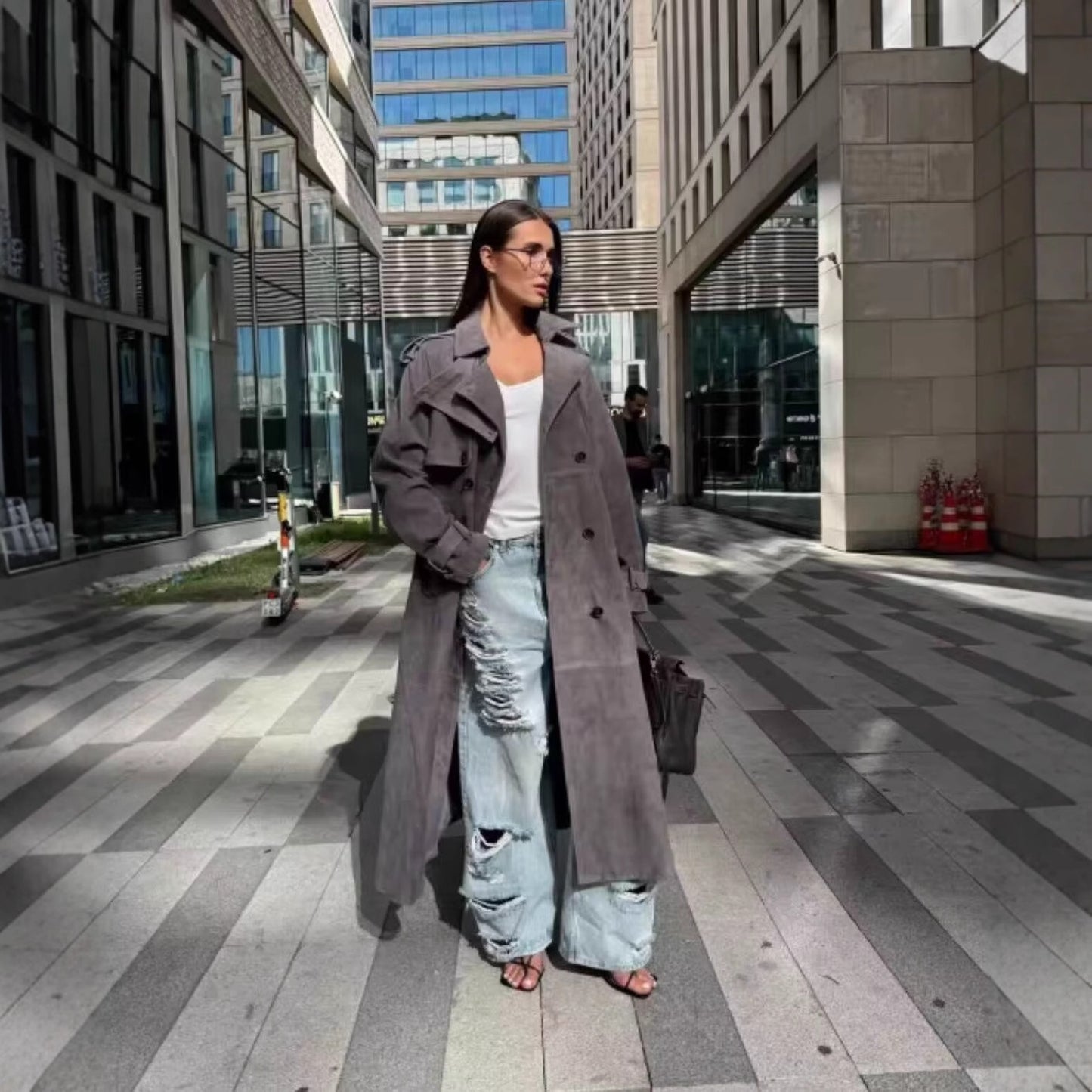 Casual Loose Belted Trench Coat for Women