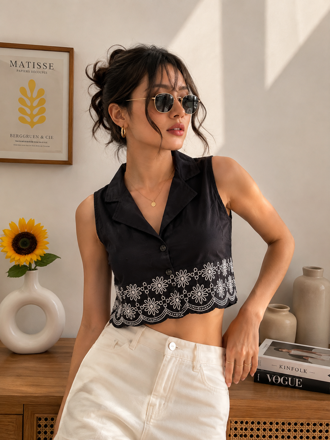 Black  embroidery top