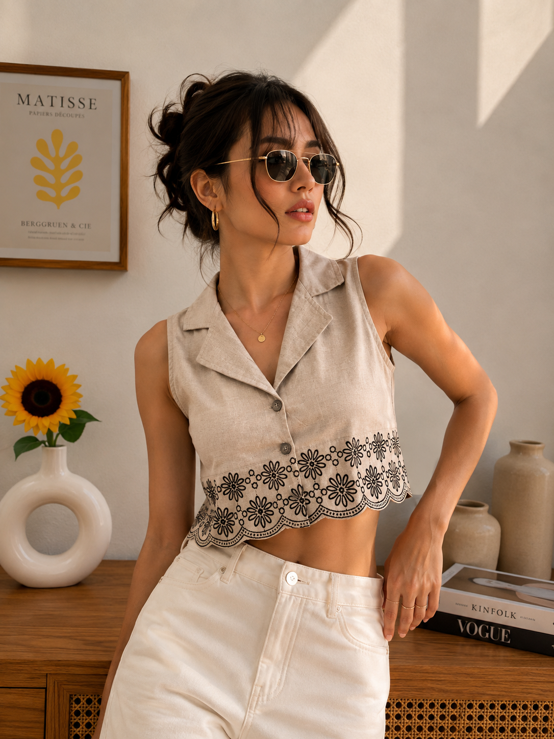 Off white   embroidered top