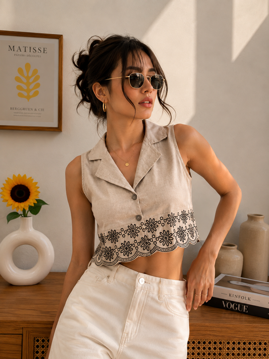 Off white   embroidered top